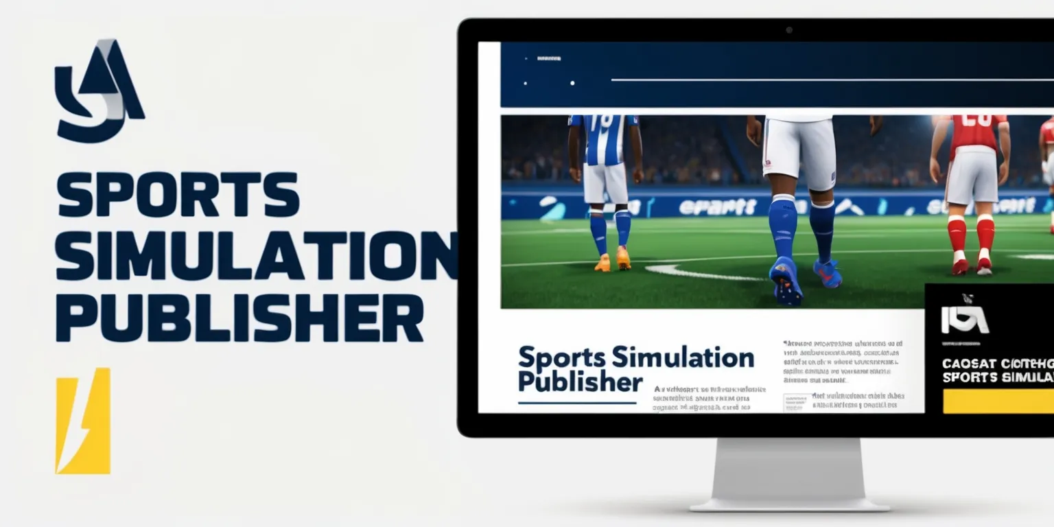 A digitally rendered news article about a sports simulation publisher on a computer screen with a white background, featuring a bold headline in a modern sans-serif font, and a subheading in a smaller yet still prominent font size, with a color scheme of deep blues and whites to convey a sense of professionalism and gaming culture, the article includes a large screenshot of a sports simulation game in the background, with players wearing colorful jerseys and cleats, the screenshot is surrounded by a thin white border and has a slight drop shadow effect to give it a sense of depth, at the top of the screen a navigation bar with the publisher's logo, a stylized letter combination in silver and blue, next to a search bar with a magnifying glass icon in a bright yellow color.