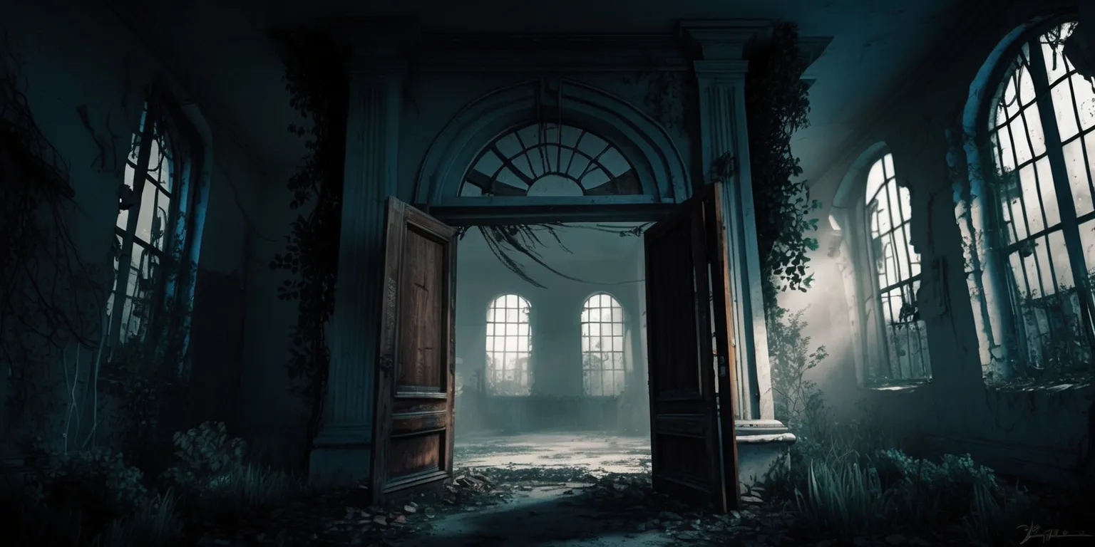 A hauntingly atmospheric digital artwork depicting a desolate and abandoned asylum, set in a post-apocalyptic world ravaged by a deadly plague, with crumbling walls, overgrown vegetation, and a sense of eerie silence, inspired by the dark and suspenseful themes of the Plague game, featuring muted colors, bold shadows, and dramatic lighting, with a focus on the asylum's grand entrance, where a large wooden door hangs crookedly on its hinges, and the windows are shattered, allowing glimpses into the dark and dusty interior, where the remnants of a once thriving medical facility now stand as a testament to the devastating power of the plague.